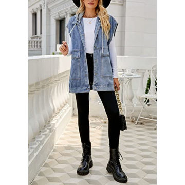 Stylish PAODIKUAI Women's Denim Vest with Hood Online