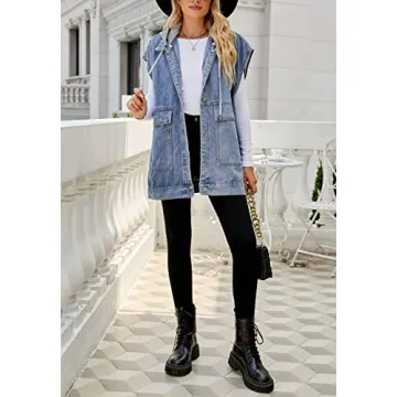 Stylish PAODIKUAI Women's Denim Vest with Hood Online