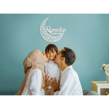 OLEEK ramadan wreath (12in) ramadan mubarak sign - ramadan decorations for home 2025 - ramadan gifts...