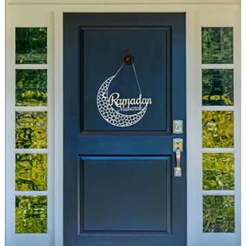 OLEEK ramadan wreath (12in) ramadan mubarak sign - ramadan decorations for home 2025 - ramadan gifts for kids - ramadan door decoration - ramadan decor - ramadan door wreath - زينة رمضان كريم ديكور