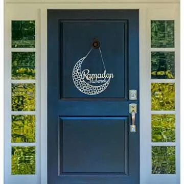 OLEEK ramadan wreath (12in) ramadan mubarak sign - ramadan decorations for home 2025 - ramadan gifts for kids - ramadan door decoration - ramadan decor - ramadan door wreath - زينة رمضان كريم ديكور
