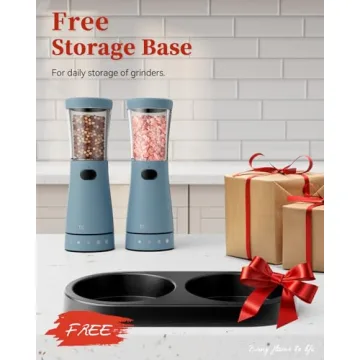 Electric Salt and Pepper Grinder Set with Storage Base, Stainless Steel Rechargeable Salt and Pepper Grinder Set with 4.5 oz Large Capacity, 1.8" Wide Mouth, Adjustable Coarseness, Ideal for Kitchen