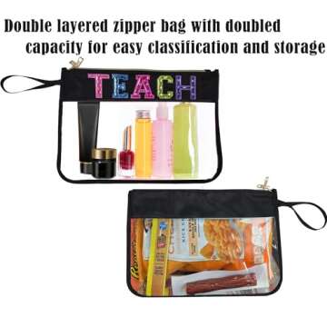 HYOOG Clear Makeup Letter Bag for Teacher Gifts