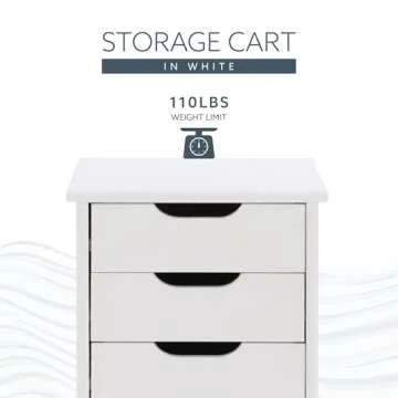 Corinne Six Drawer Storage Cart - Stylish & Durable Organizer
