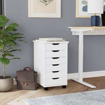 Linon Home Decor Products Corinne Six Drawer Storage, White Wash Rolling Cart