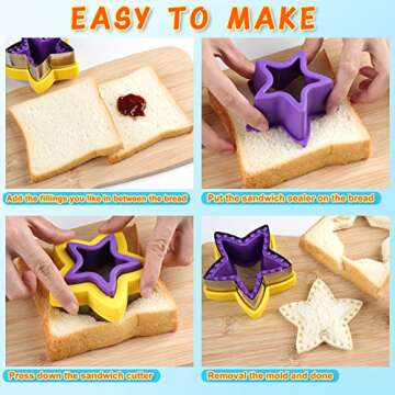 Fun Sandwich Cutter Set for Kids - 12 Pcs Uncrustables Maker