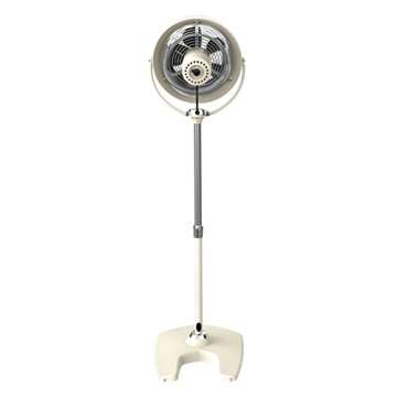 Vornado VFAN Sr. Pedestal Vintage Fan Retro Metal Standing Air Circulator for Cooling & Décor 3 Speeds, Adjustable Tilt Vintage White