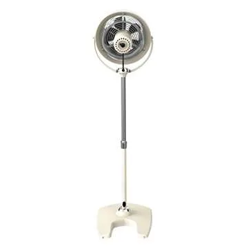 Vornado VFAN Sr. Pedestal Vintage Fan Retro Metal Standing Air Circulator for Cooling & Décor 3 Speeds, Adjustable Tilt Vintage White