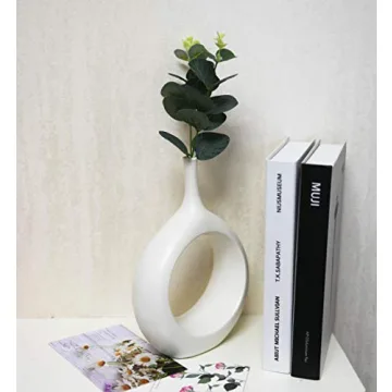Elegant Samawi White Ceramic Flower Vase for Decor