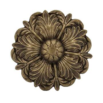 MERIVILLE Set of 2 Fleur Window Drapery Medallion Holdbacks, Curtain Tiebacks, Wall Hook, Tassel Holder, Renaissance Gold