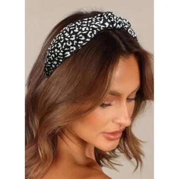 Knotted Headbands for Women: Non-Slip Fashion Hair Accessories with Cute Wide Top Knot Hoops for Hair in Black, White, and Leopard Print