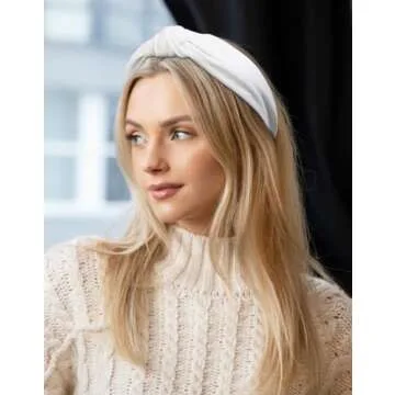 Knotted Headbands for Women: Non-Slip Fashion Hair Accessories with Cute Wide Top Knot Hoops for Hair in Black, White, and Leopard Print