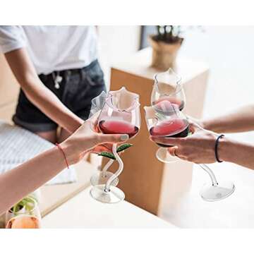 Rose Flower Wine Glasses, Creative Red Wine Glass Set of 2 Rose Flower Goblet Wine Cocktail Juice Gl...