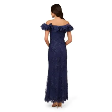 Adrianna Papell Lightweight Floral Ruffle Gown for Elegance