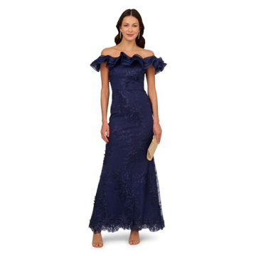 Adrianna Papell Lightweight Floral Ruffle Gown for Elegance