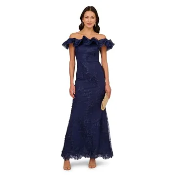 Adrianna Papell Lightweight Floral Ruffle Gown for Elegance