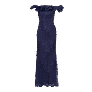 Adrianna Papell Lightweight Floral Ruffle Gown for Elegance