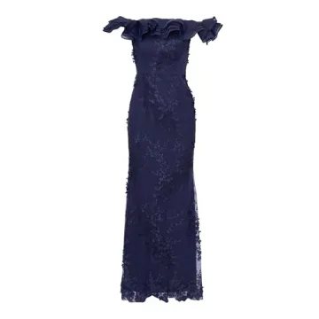 Adrianna Papell Lightweight Floral Ruffle Gown for Elegance