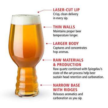 Spiegelau Craft Beer IPA Glass, European-Made Crystal Drinking Glasses Perfect for Wedding, Birthday...