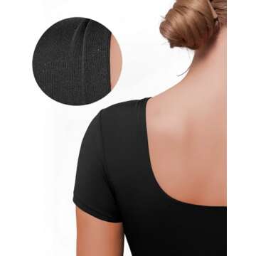 LIDLIT Crew Neck Short Sleeve Bodysuit for Women - Slimming Thong Shapewear, Black