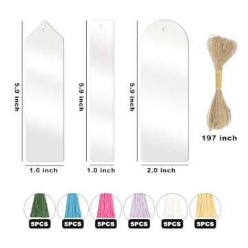 RAHATA Clear Acrylic Bookmarks for DIY Craft Projects