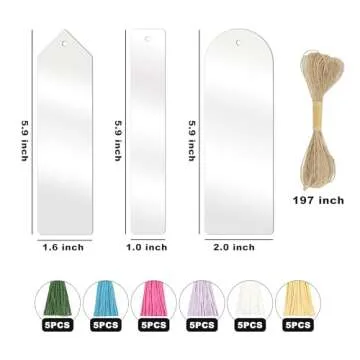 RAHATA Clear Acrylic Bookmarks for DIY Craft Projects