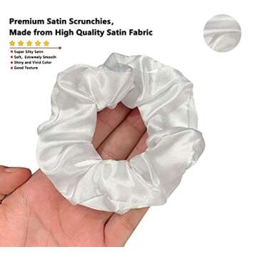 20PCS White Black Hair Scrunchies,Satin Silk Hair Ties Ropes Ponytail Holder For Women Classic Elast...