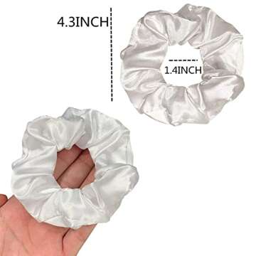20PCS White Black Hair Scrunchies,Satin Silk Hair Ties Ropes Ponytail Holder For Women Classic Elastic Hair Bands Ropes Girls Hair Accessories (Black)