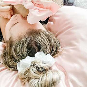 20PCS White Black Hair Scrunchies,Satin Silk Hair Ties Ropes Ponytail Holder For Women Classic Elastic Hair Bands Ropes Girls Hair Accessories (Black)