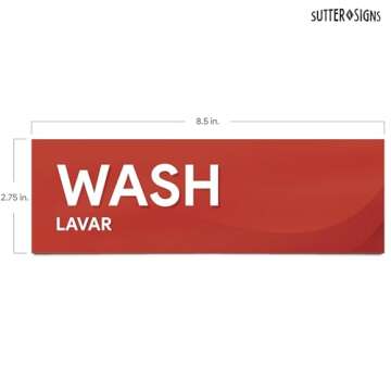 Wash Rinse Sanitize Sink Labels | 3 Compartment Sink Sticker Signs for Food Truck, Restaurant, and K...