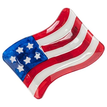 Transpac American Flag Glass Decorative Serving Platter