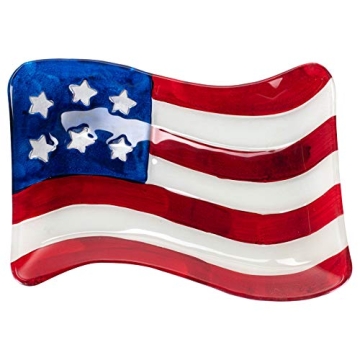 Transpac American Flag Glass Decorative Serving Platter