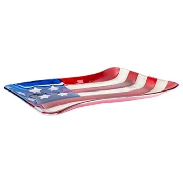 Transpac American Flag Glass Decorative Serving Platter