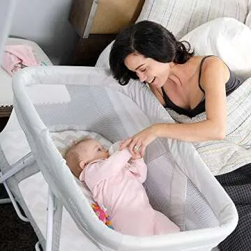 2in1 Stationary&Rock Mode Bassinet One-Second Fold Travel Crib Portable Newborn Baby,Gray…