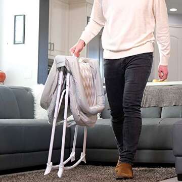 2in1 Stationary&Rock Mode Bassinet One-Second Fold Travel Crib Portable Newborn Baby,Gray…