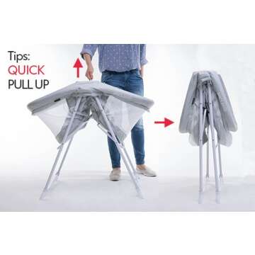 2in1 Stationary&Rock Mode Bassinet One-Second Fold Travel Crib Portable Newborn Baby,Gray…