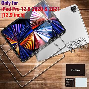 Ferilinso Designed for iPad Pro 12.9 Inch Screen Protector Accessories 2022 2021 2020 4th 5th 6th Ge...