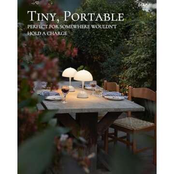 ONEWISH Cordless Table Lamps Set of 2 - Portable Touch Mushroom Lamp with Dimmer, Rechargeable Nightstand Lamp Night Light for Kids, Small LED Lamp, for Christmas Birthday, White