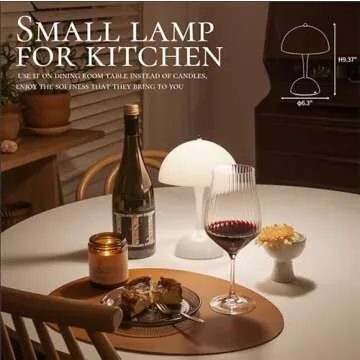 ONEWISH Cordless Table Lamps Set of 2 - Portable Touch Mushroom Lamp with Dimmer, Rechargeable Nightstand Lamp Night Light for Kids, Small LED Lamp, for Christmas Birthday, White