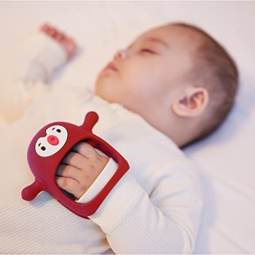 Smily Mia Smily Mia Penguin Teethers, Silicone TeethingToys for Babies 0-6Months, Baby Teethers for 3-6Months, Hand Teether for Infants, Pacifiers for New Born,Red