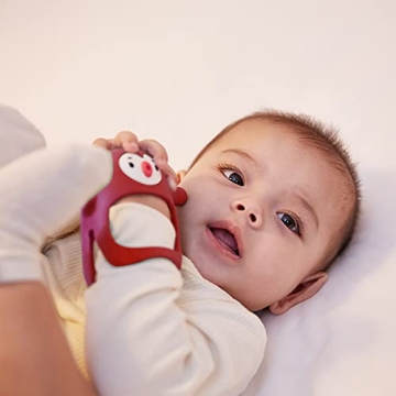 Smily Mia Smily Mia Penguin Teethers, Silicone TeethingToys for Babies 0-6Months, Baby Teethers for 3-6Months, Hand Teether for Infants, Pacifiers for New Born,Red