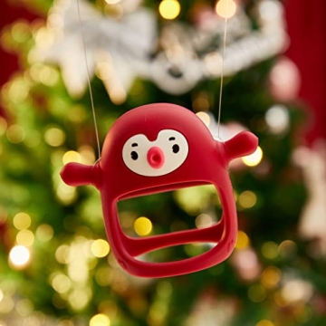 Smily Mia Smily Mia Penguin Teethers, Silicone TeethingToys for Babies 0-6Months, Baby Teethers for 3-6Months, Hand Teether for Infants, Pacifiers for New Born,Red