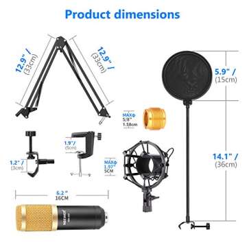 Neewer Professional Studio Broadcasting Recording Condenser Microphone & NW- 35 Adjustable Recording...
