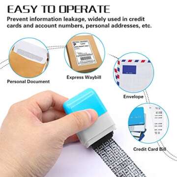 Identity Protection Roller Stamps,Identity Theft Protection Roller Stamp for ID Blockout,2 Pcs Identity Theft Protection Stamps,Privacy Confidential and Address Blocker(Pink & Blue)