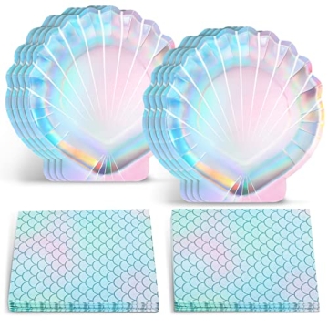Gersoniel 40 Pcs Iridescent Mermaid Party Supplies Set for Birthday Celebrations and More