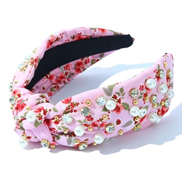 Stylish Pearly Knotted Headband for Women - Floral Hair Accessory