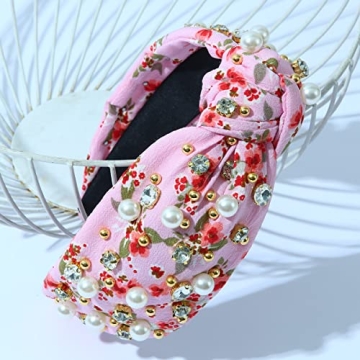 Stylish Pearly Knotted Headband for Women - Floral Hair Accessory