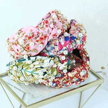 Stylish Pearly Knotted Headband for Women - Floral Hair Accessory