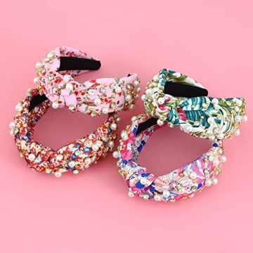 Stylish Pearly Knotted Headband for Women - Floral Hair Accessory