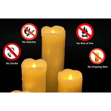DRomance Flameless Flickering Candles Battery Operated(Battery Included) with 6 Hour Timer, Set of 6 Dripping Wax LED Pillar Candles Halloween Christmas Home Decor(Ivory, 2" D x 2"-9" H)